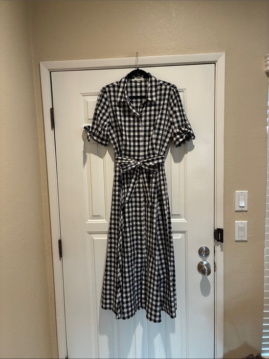 Calvin Klein Dresses & Skirts - Calvin Klein Black and White Gingham cotton button down dress  with Tie Waist